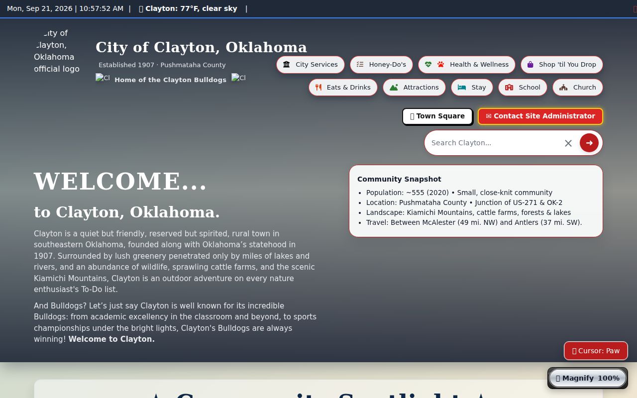 Pushmataha County municipal court warrant Clayton city services