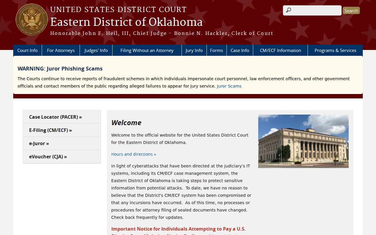 Pushmataha County arrest warrants Eastern District federal court